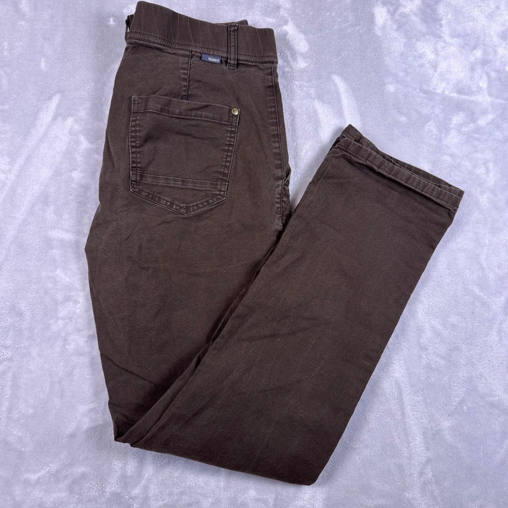 Toad&Co Womens Brown Organic Cotton Tencel Stretch Canvas Straight Pants Size 10